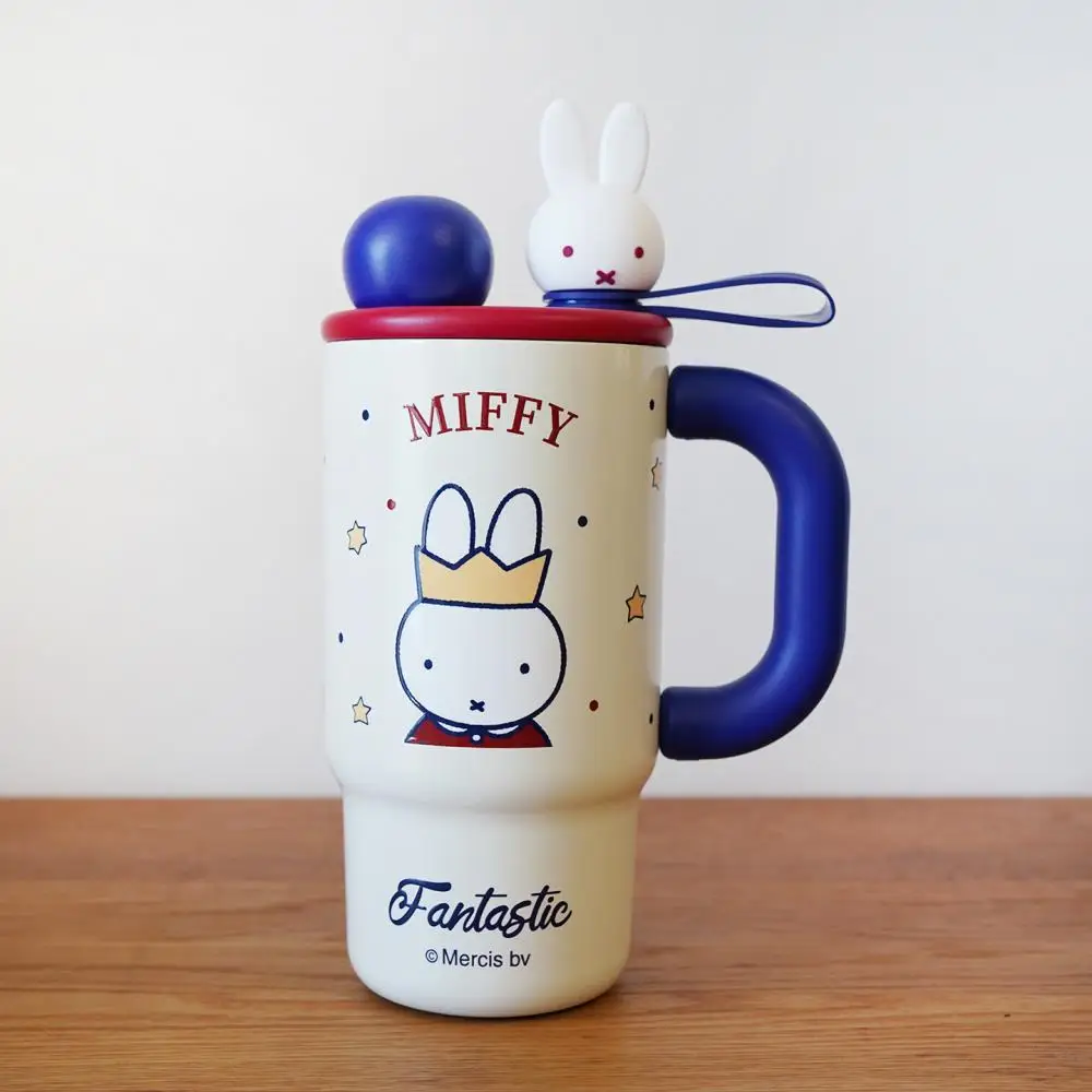 Miffy Cartoon Kinder-Thermosbecher mit Griff, isolierte Tasse aus Edelstahl im mehreren Stil, niedliches Kaninchen-Bär-Muster, thermisch