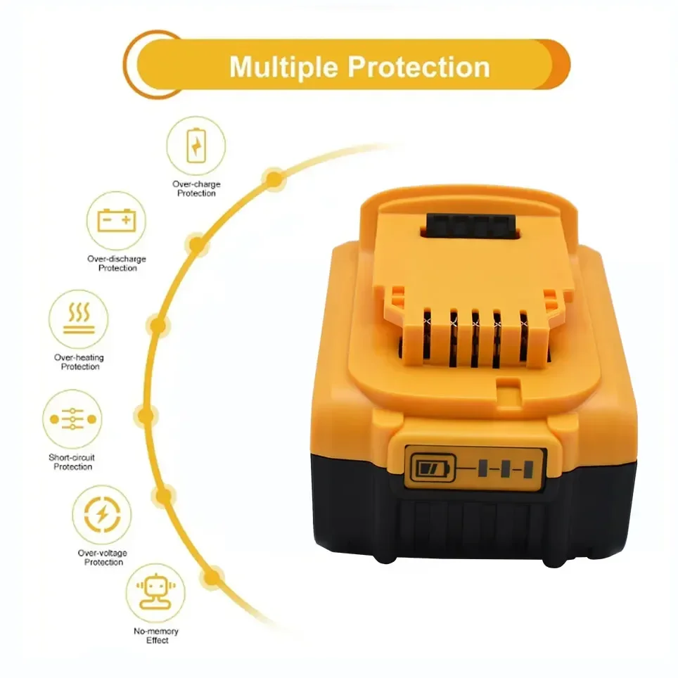 For DeWalt 20V 18.0Ah Rechargeable Power Tools Battery ，Replacement Li-ion Battery DCB200 DCB205 DCB204-2 DCB206