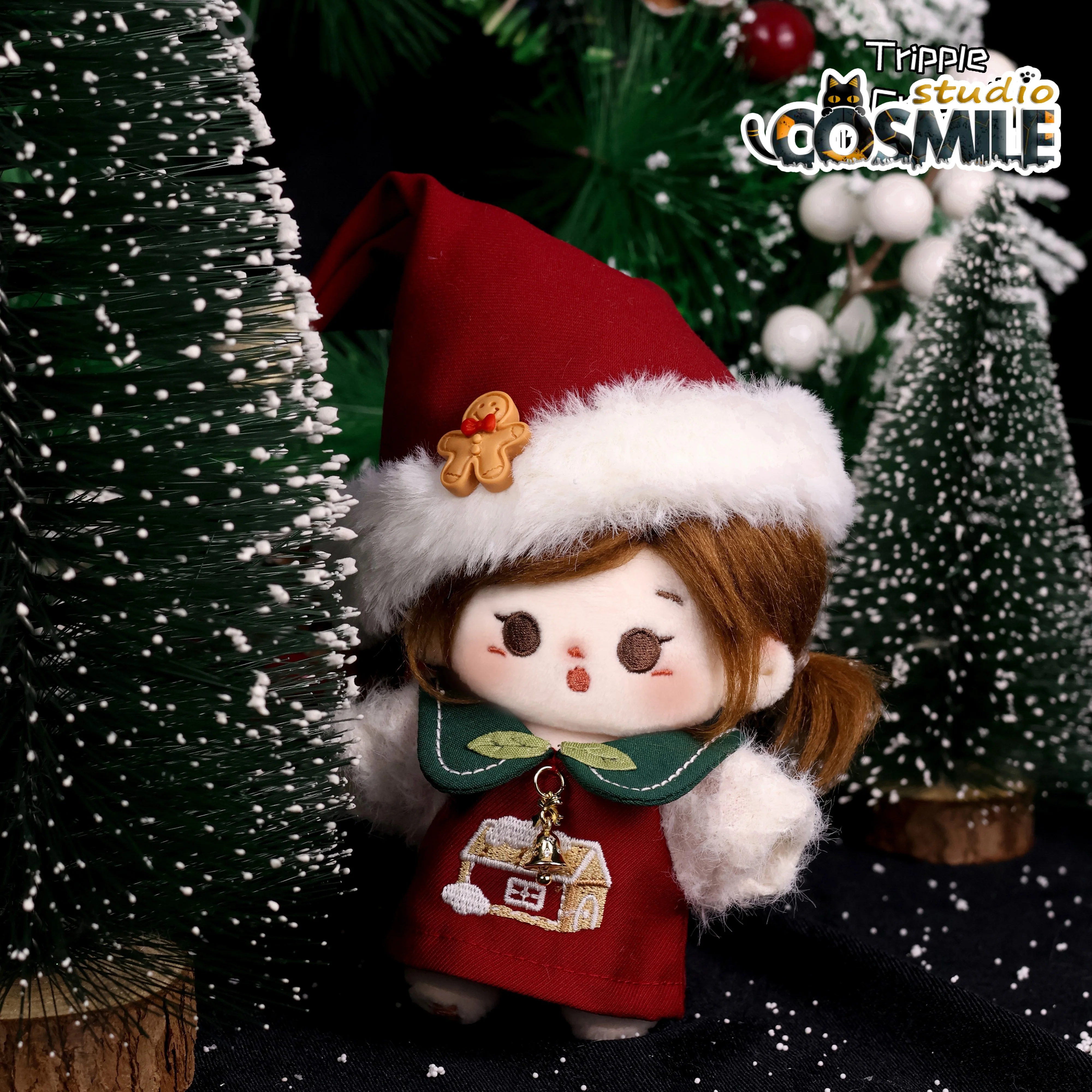 ชุดหมวกแดงคริสต์มาสสำหรับตุ๊กตาไอดอลเคป๊อป ขนาด 10 ซม. พร้อมอุปกรณ์เสริมสำหรับตุ๊กตา รุ่น KL Dec