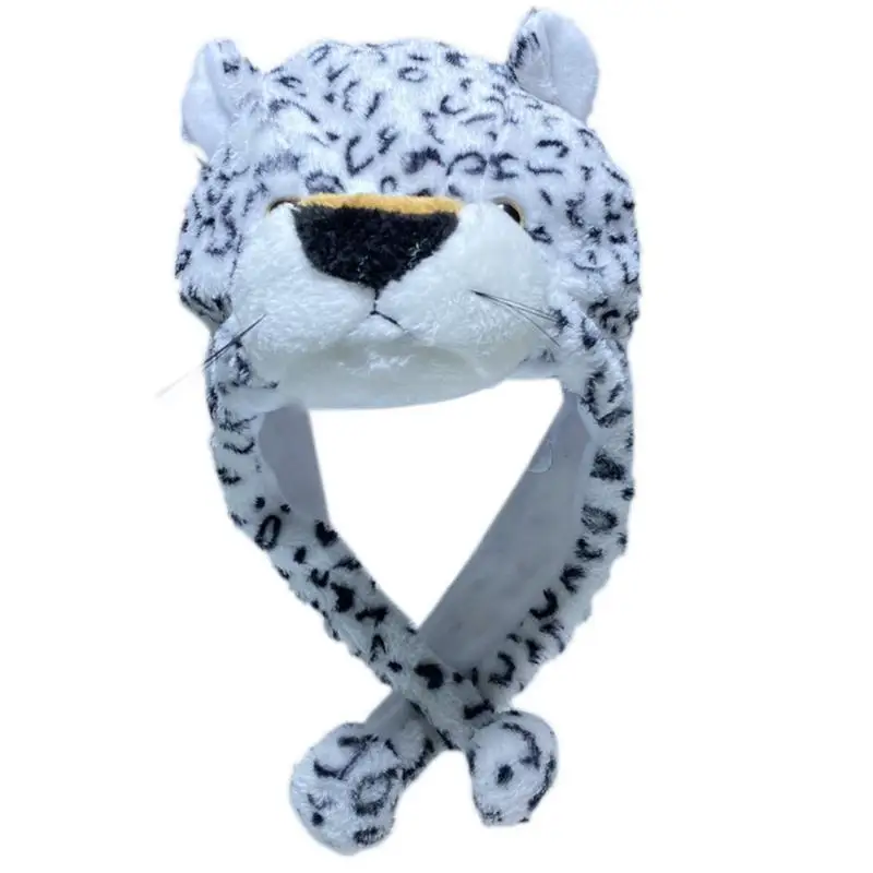 652F Topi Beanie Boneka Hewan Gaya Baru Topi Hangat Super Lembut dengan Penutup Telinga Kostum Cosplay Berbulu Topi Musim Dingin