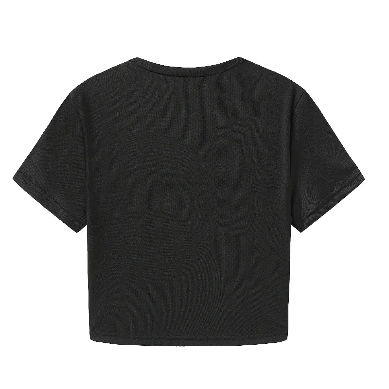 Punk Gothic Sexy Streetwear Slim Baby Tee 2000s Tops Y2k Crop Top Vintage Graphic T Shirt Aesthetic Emo Cute Women Short Sleeve