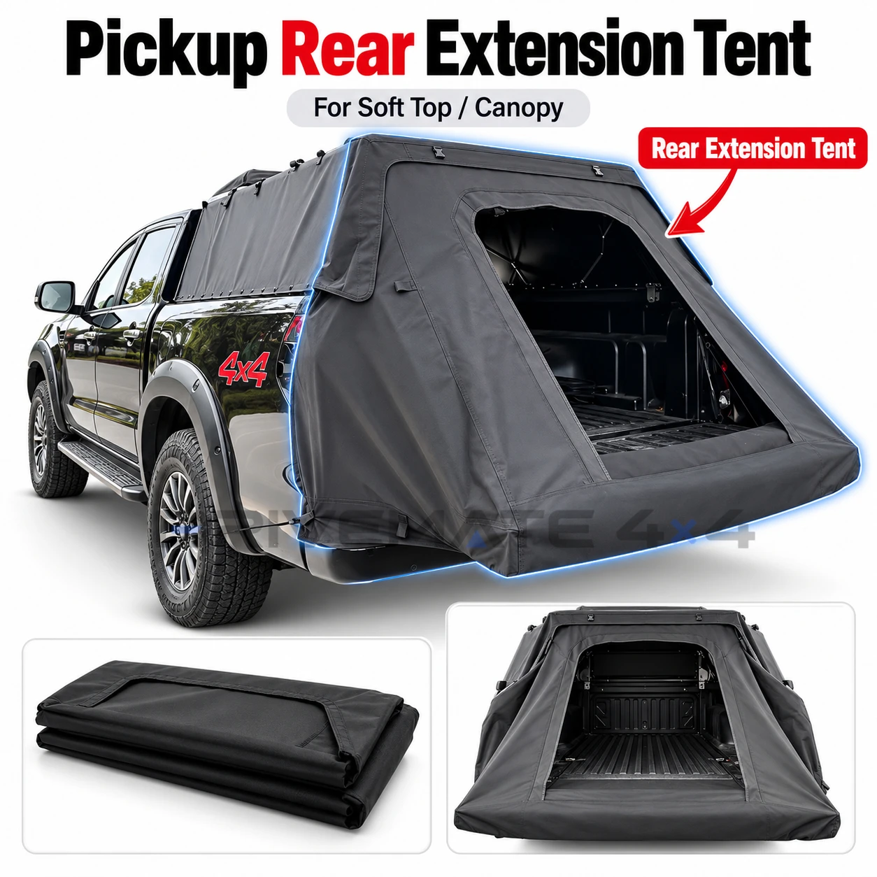 Universal Pickup Truck Soft Top Canopy Rear Extension Tent Truck Bed Camping Shelter Tailgate Tent 4x4 Offroad Accessories