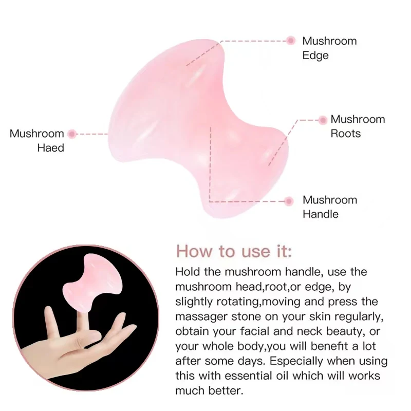 Natürliche Rose Quartz Gemischte mit Pilz Jade Zurück Fuß Akupunktur Massage Schaben Hydrotherapie Behandlung Gesicht Hals Körper Liftin