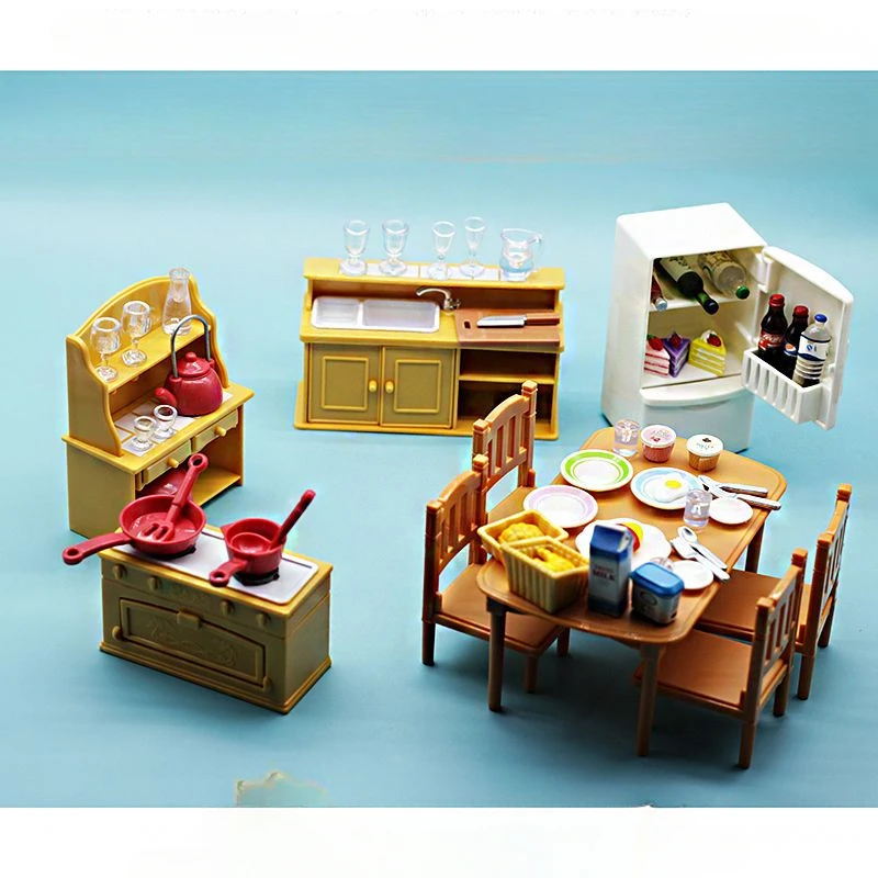 Kitchen Cookware Set Toys 1/12 Montessori Dollhouse Miniature Furniture Food Accessories Reindeer Mystery Box For Christmas Gift