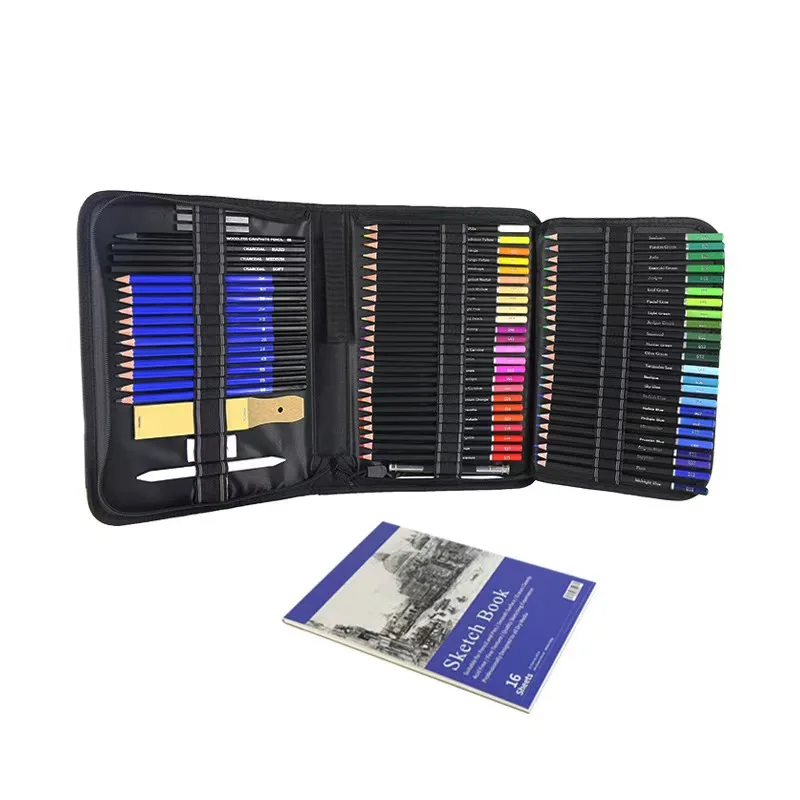 Art Painting Set for Sketching, Color Lead Lápis Tools, Desenho de Alta Qualidade, Iniciantes Profissionais, Material de Desenho Escolar, 98 PCs, 146PCs