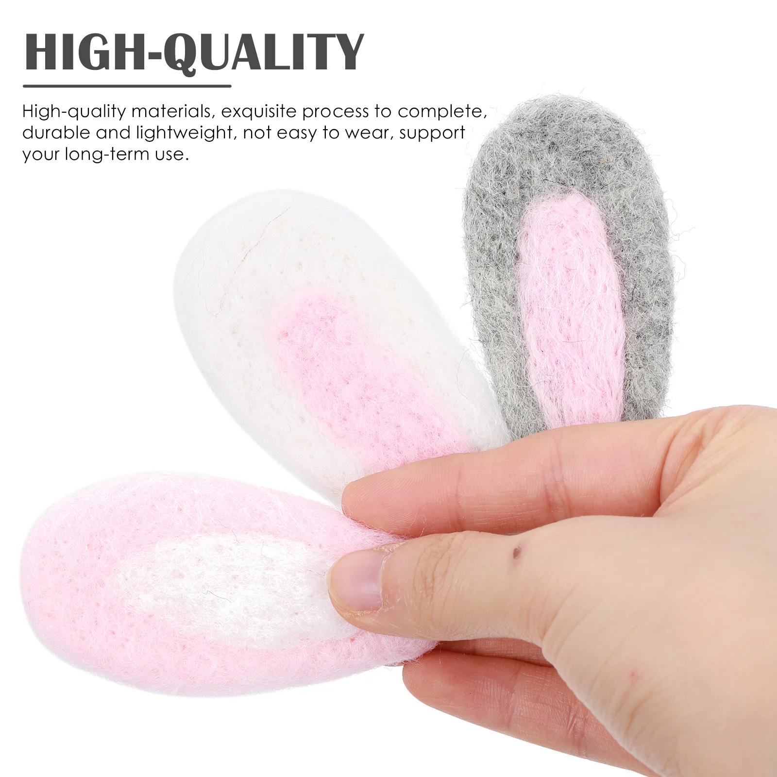 

3Pairs Wool Felt Bunny Ear DIY Accessories Lovely Headdress Props for Hairband Hair Clip DIY Supplies Headdress Bunny Ear Props