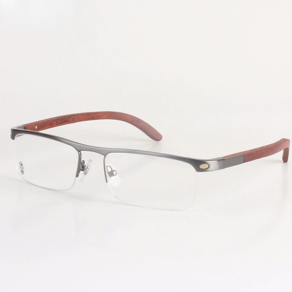 Chashma Super Quality Men's Eyeglasses Titanium Frames Wooden Temple Eyewear Frame Brand Designer Glasses Men