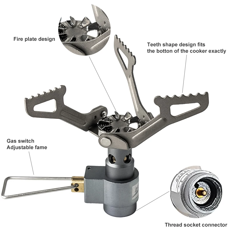 Outdoor Gas Stove Mini Titanium Camping Gas Stove Ultralight Stove Pocket Picnic Gas Stove Portable One Piece Folding Stove