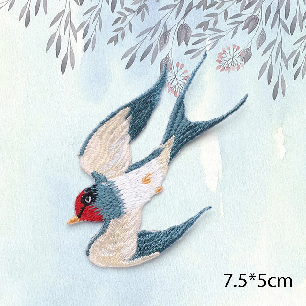 1 Piece Iron On Spring Swallow Embroidery Clothes Patch Applique DIY Decoration Accessories Sticker