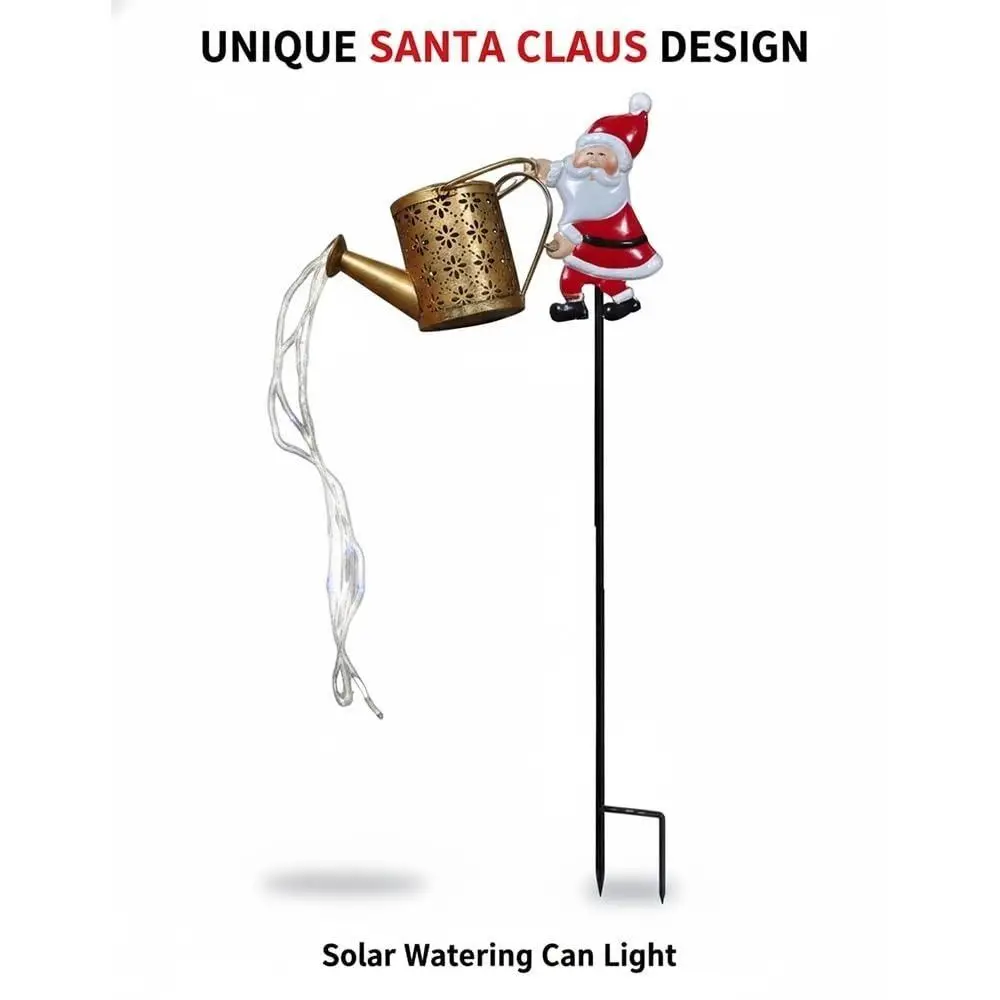 Solar Powered Santa Kettle Lights LED Illumination Plastic and Metal Santa Garden Stake Light Ground Stake