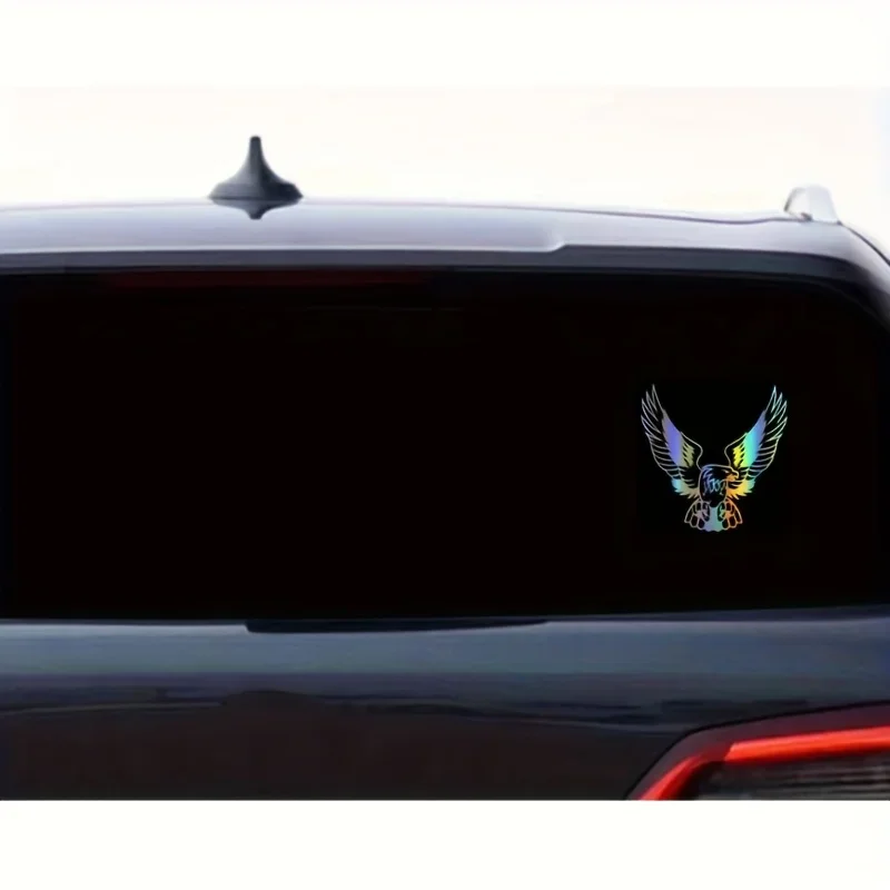 1PC 눈길을 끄는 홀로그램 독수리 데칼 - 탈부착 가능한 장식 스티커, 데스크탑 장식, 자전거 프레임 및 냉장고 문에 적합