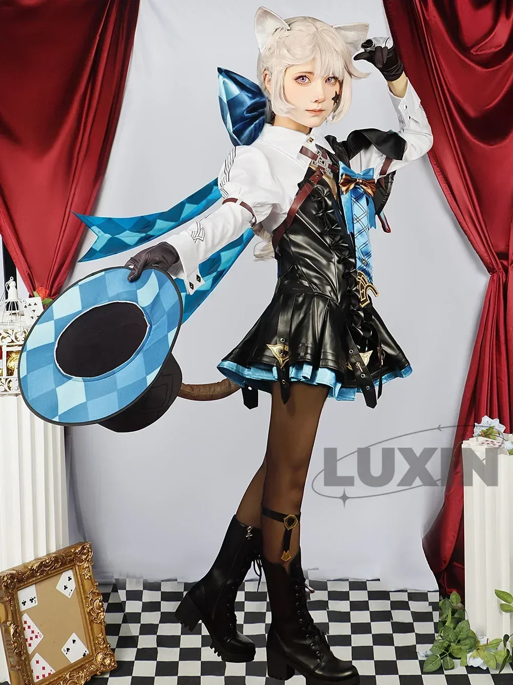 Lynette Cosplay Genshinimpact Lynette disfraz de mago uniforme traje peluca trajes Anime juego disfraces para fiesta de Halloween