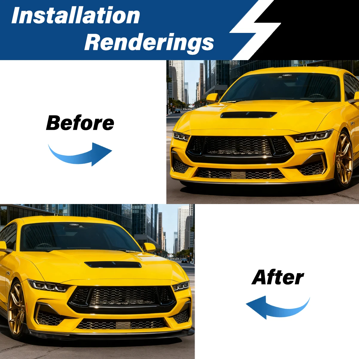 For Ford Mustang S650 GT Ecoboost 2024 2025 Automobile Front Bumper Lip ABS Sports Wind Spoiler Splitter Body Modification Kit