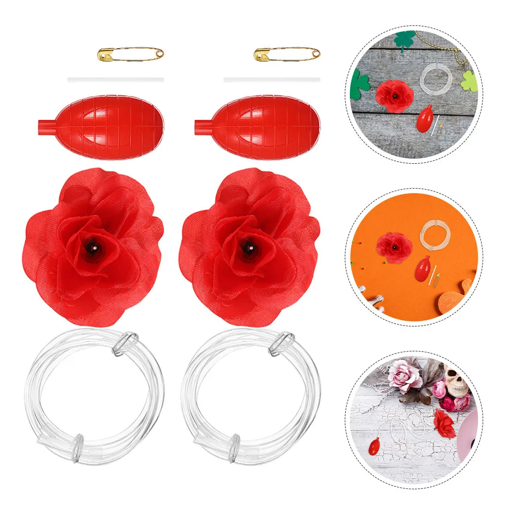 

3Pcs Prank Spray Rose Brooch Funny Water Squirt Flower for Party Halloween Office Trick Interactive Pin Water Flower Toys