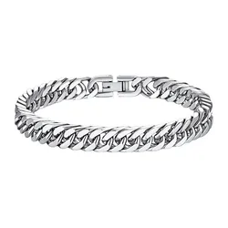 Cross border domineering titanium steel jewelry buckle bracelet, simple stainless steel European and American style Cuban chain