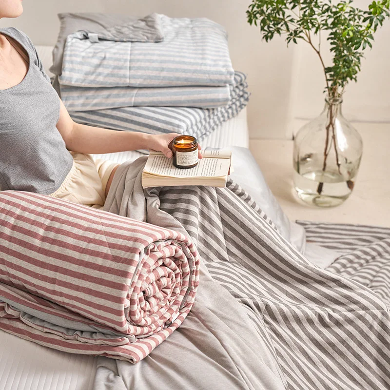 

Customizable 2025 spring and summer unprinted style Class A cotton knitted cotton cloud pattern air conditioner quilt