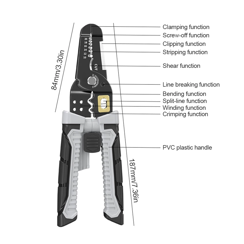 Imagem -06 - Descascador de Fio Multifuncional Cortador de Cabo Cortador de Fio de Cobre de Ferro Alicate de Friso Clamper Divisão Enrolamento Ferramenta Elétrica