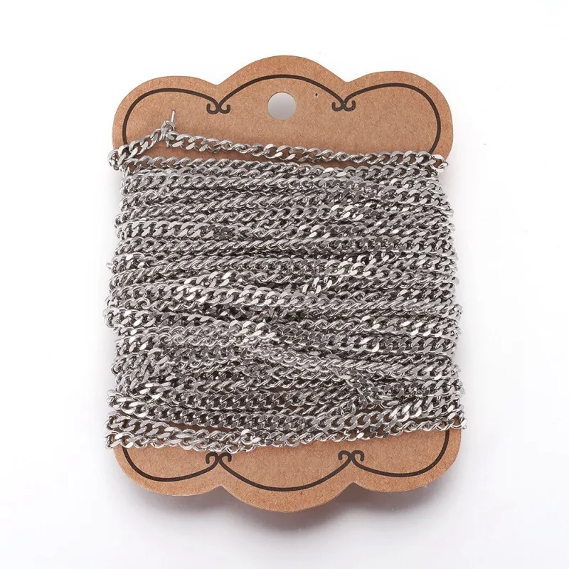 10m Unwelded Stainless Steel Curb Chains Link Chain for Jewelry Making DIY Bracelet Necklace Craft Supplies