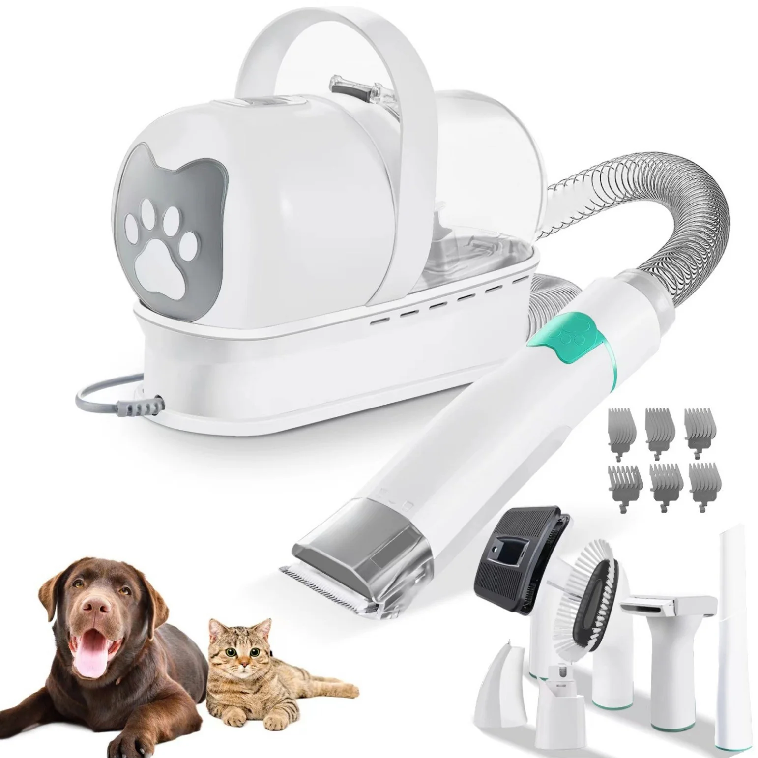 

7-in-1 All-in-One Pet Hair Trimmer Vacuum Cleaner Set Multifunctional for Dogs & Cats Box Packing