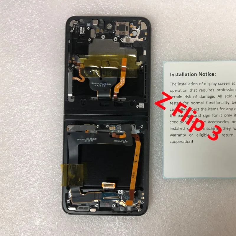 

100% Оригинальный LCD-дисплей с рамкой для Samsung Z Flip 3 (SM-F711, SM-F7110, SM-F711B), сенсорный экран в сборе для Z Flip3 5G, дигитайзер