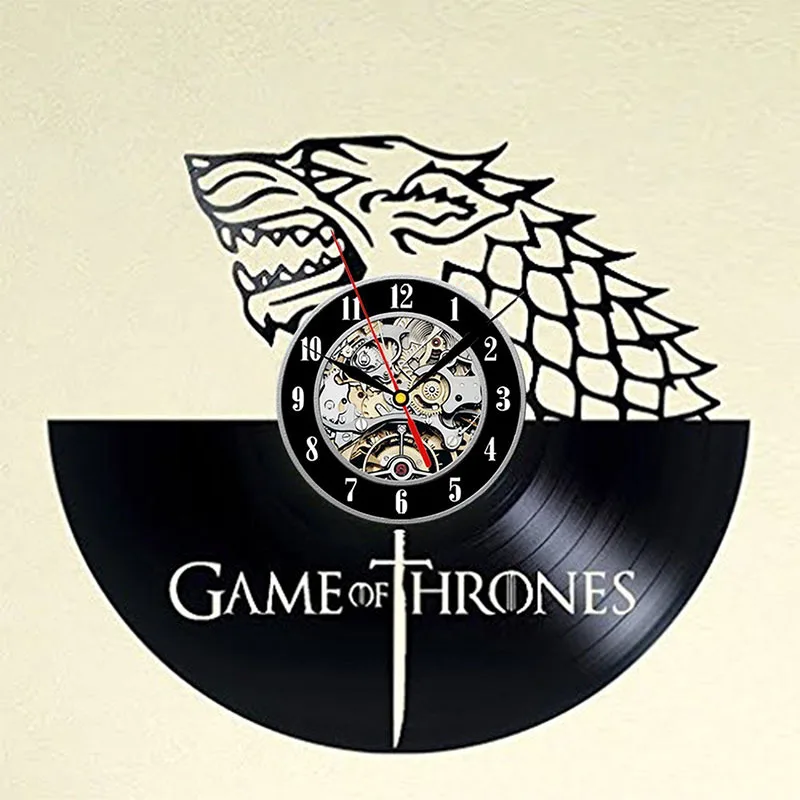 سجل ساعة حائط مسجل فينيل ساعة لعبة من عروش ساعة حائط هدية عيد ميلاد ديكور المنزل