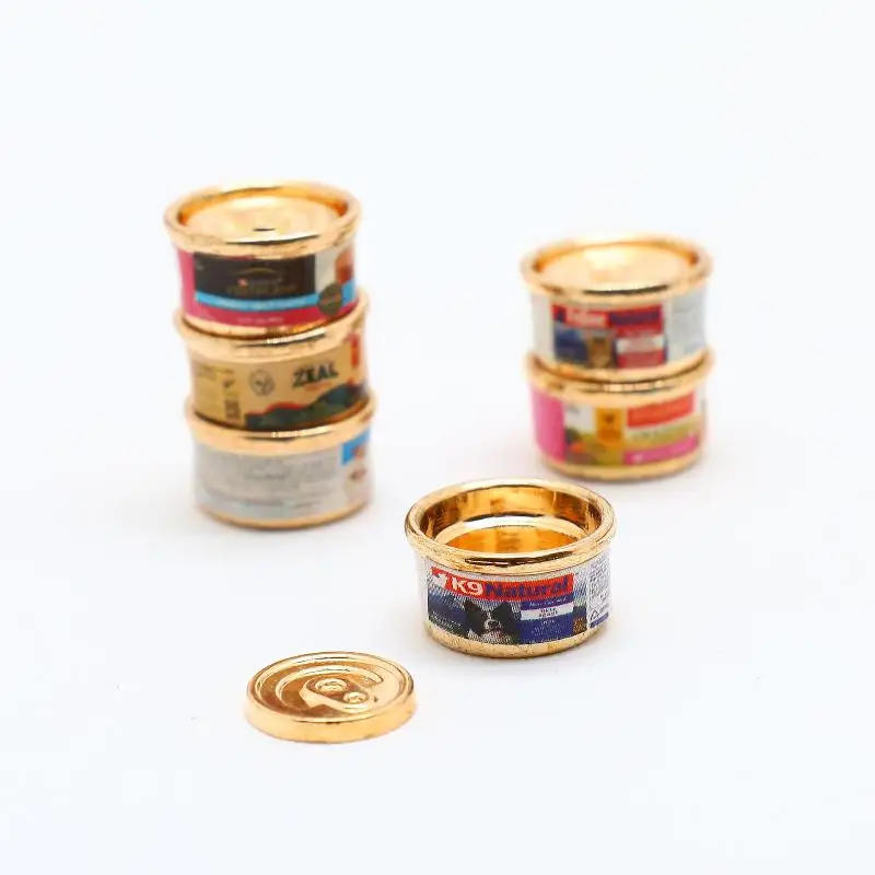 

1/5Pcs Pretend Play Toys 1/12 Dollhouse Simulation Cat/Dog Can Mini Pet Food Toy Dolls House Home Decorations