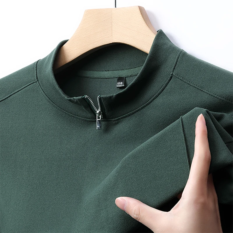 

Осенне-зимняя мужская двусторонняя флисовая рубашка с длинными рукавами, полувысоким воротником и матовой отделкой для поло