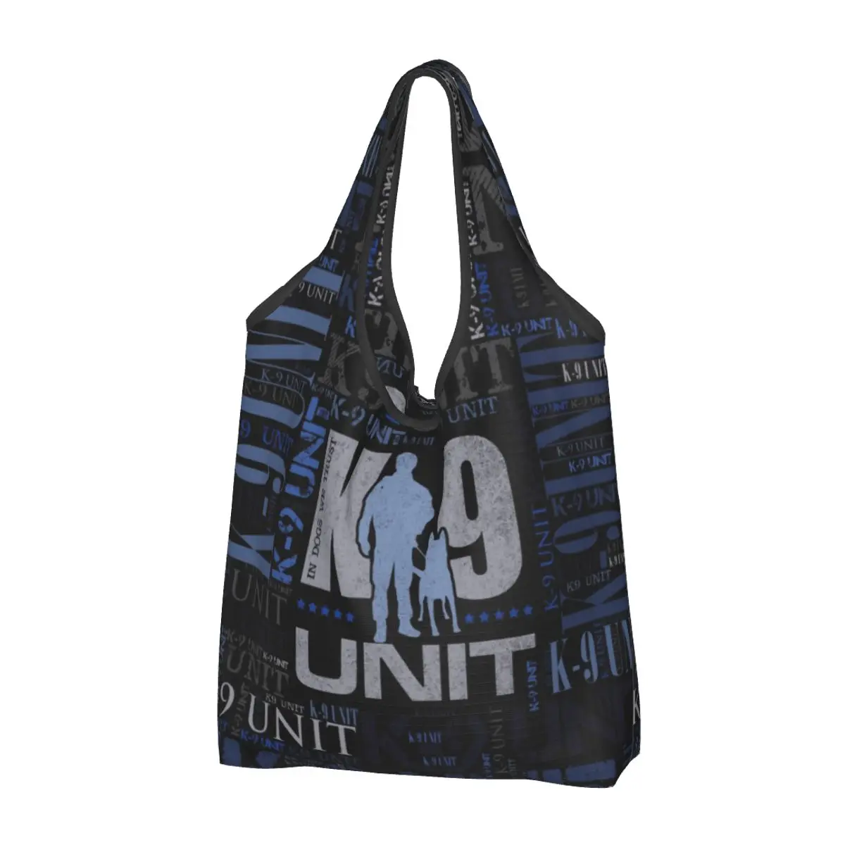 Custom K9 Unit Dog Shopping Bag Women Portable Big Capacity Grocery Belgian Malinois Tote Shopper Bags