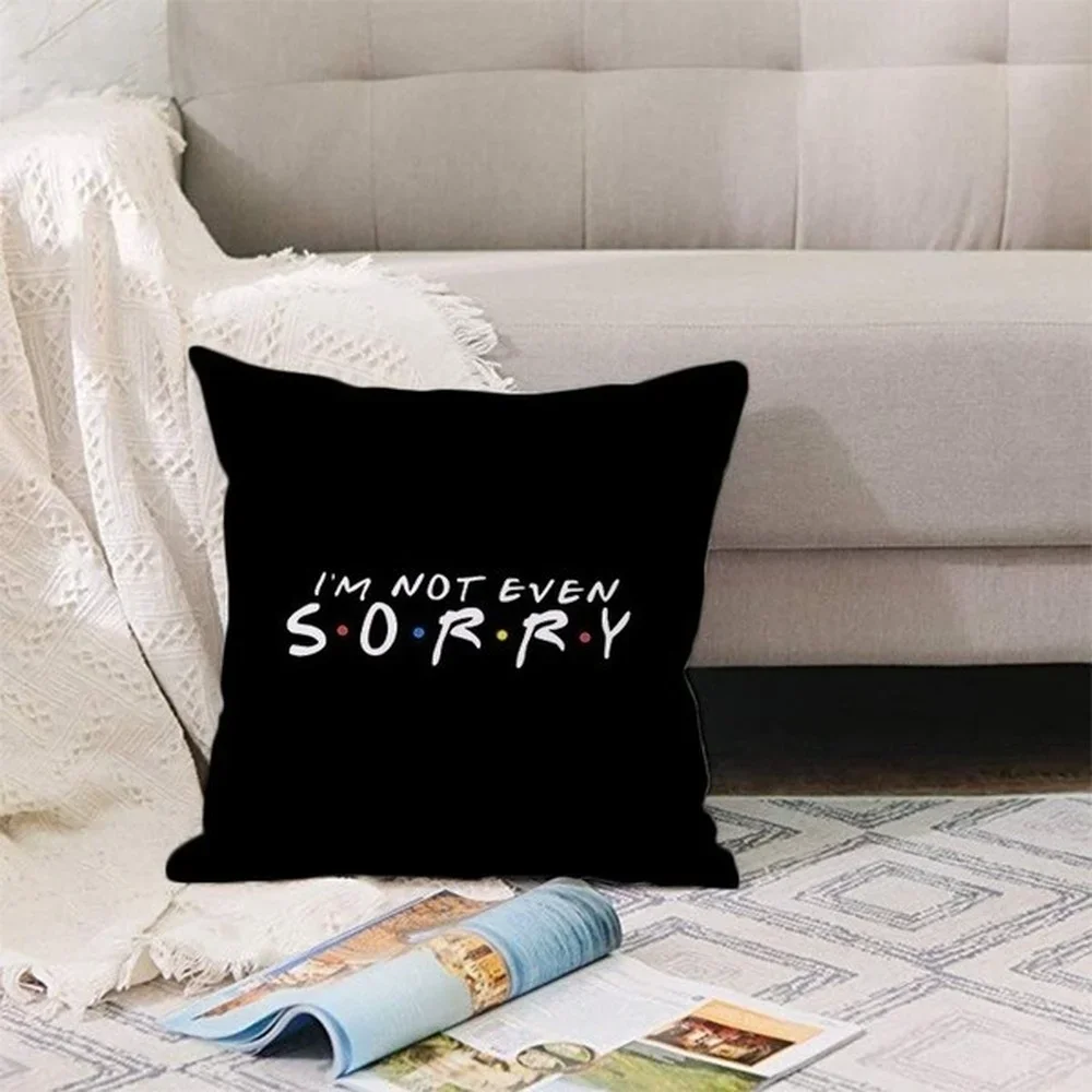 Classic Friends TV Show Funny Quotes Print Black Pillowcase Cover Polyester Square Letter