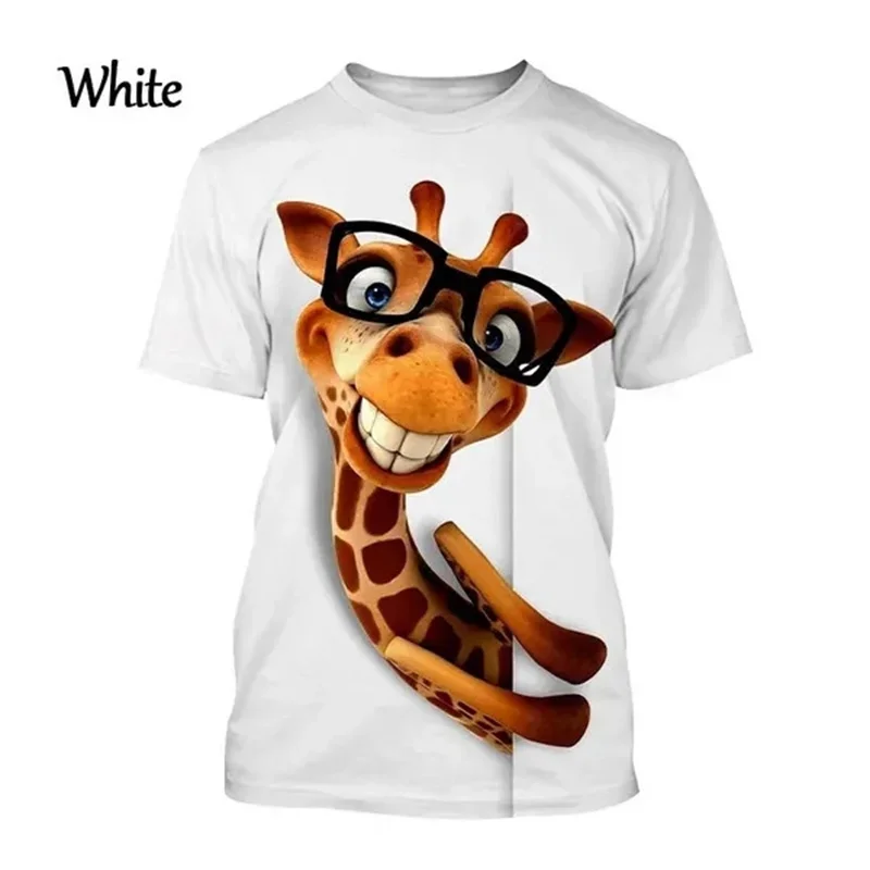 Funny Giraffe Printing Kids Tee Shirts Cute 3D Jirafa Graphic T Shit for Men Casual Animal Cartoon Tops Tee Cool Womens Clothing