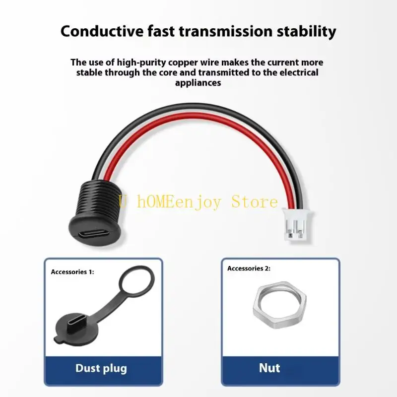 B0KF Plastic Type C To 2.0 Terminal Connectors Dustproof Design Waterproof Nut