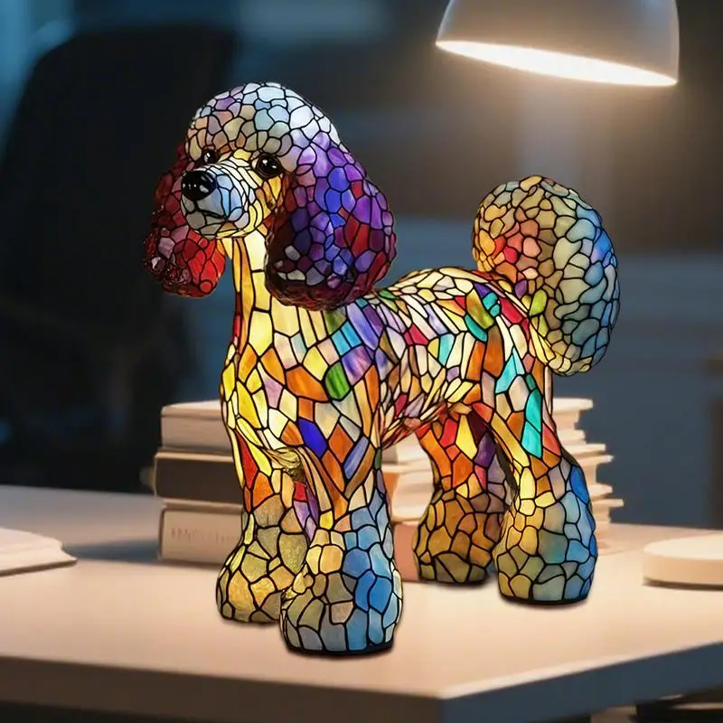 LED Animal Resin Table Lamp Dog Series Bedside Night Light Home Ornament for Living Room Bedroom Office Home Decorations