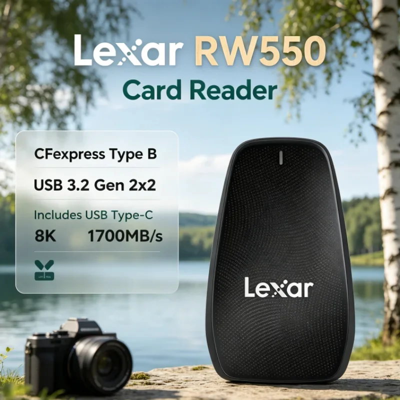 Lexar RW550 CFexpress Type B Reader 8K 20Gbps USB 3.2 Gen 2x2 USB Type-C 1700MB/s Card Reader for Camera Data Transfer