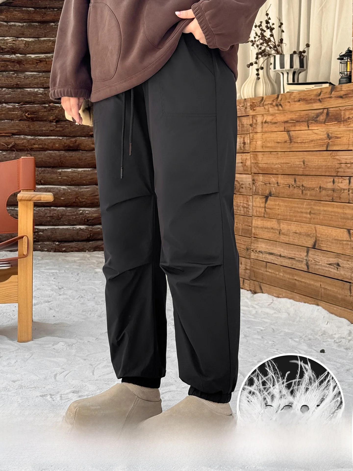 

Женские зимние повседневные брюки большого размера на резинке, утепленные, не пышащие, с высокой талией, из полиэфирного волокна