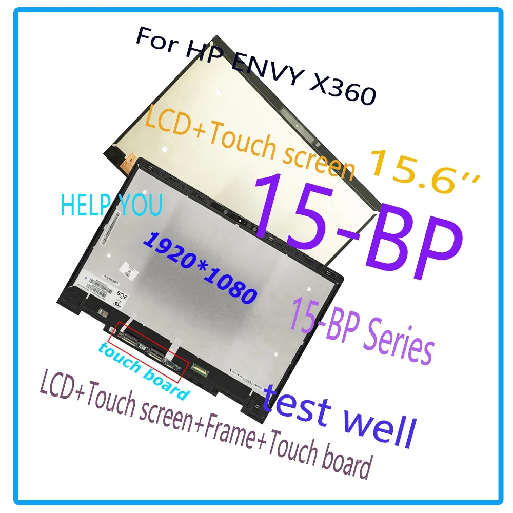 

Tested 15.6'' lcd touch for hp envy x360 15 -bp 15-bp series lcd display touch screen digitizer assembly frame replacement