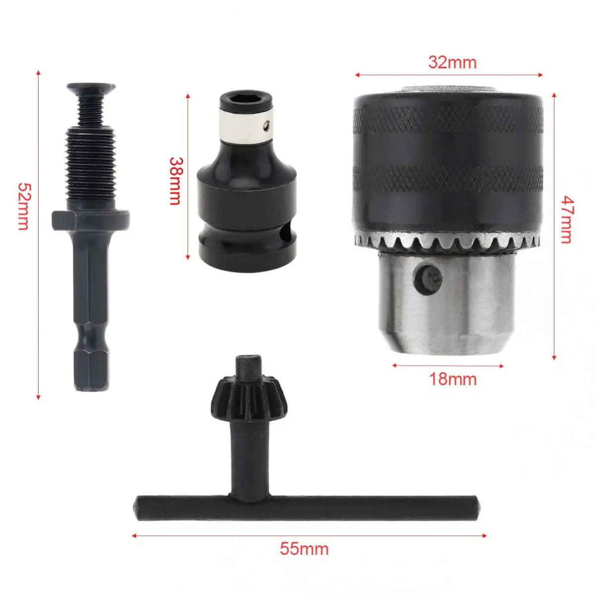 3/8inch Drill Chuck Adapter Chuck Drill with 1/4 Inch Quick Change Shank and 1/2Inch Adapter for Impact Guns Drill Bit Adapter