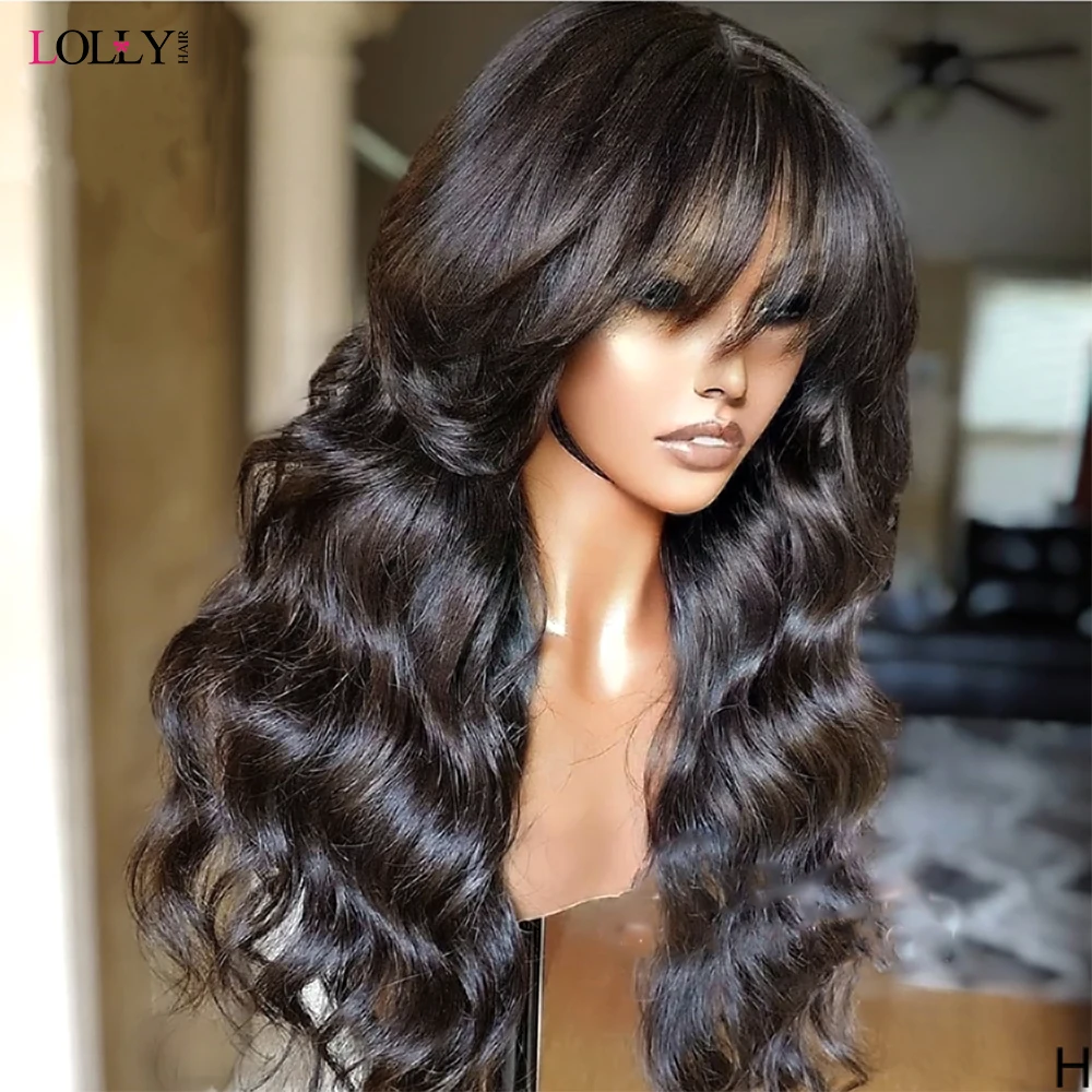 Highlight Wig Human Hair Body Wave Wig 4/27 Honey Blonde Brown Wig With Bangs Human Hair Wigs For Women Brazilian Remy Hair Wigs