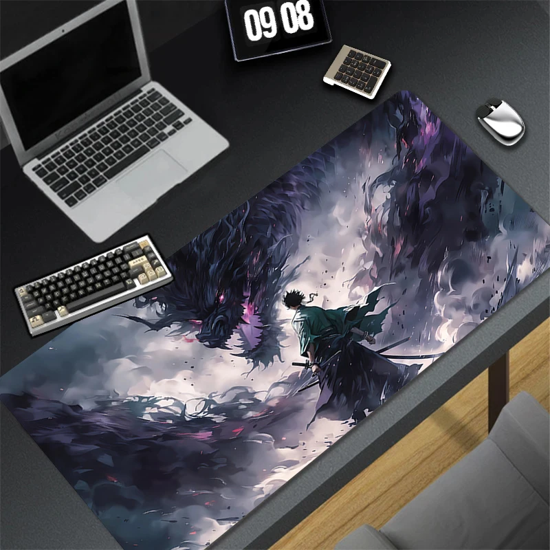 

Gaming Mouse Pad Moon Samurai Dragon Desk Mouse Mat Gamer Keyboard Pad Professional Premium Mousepad Speed Control Accessories
