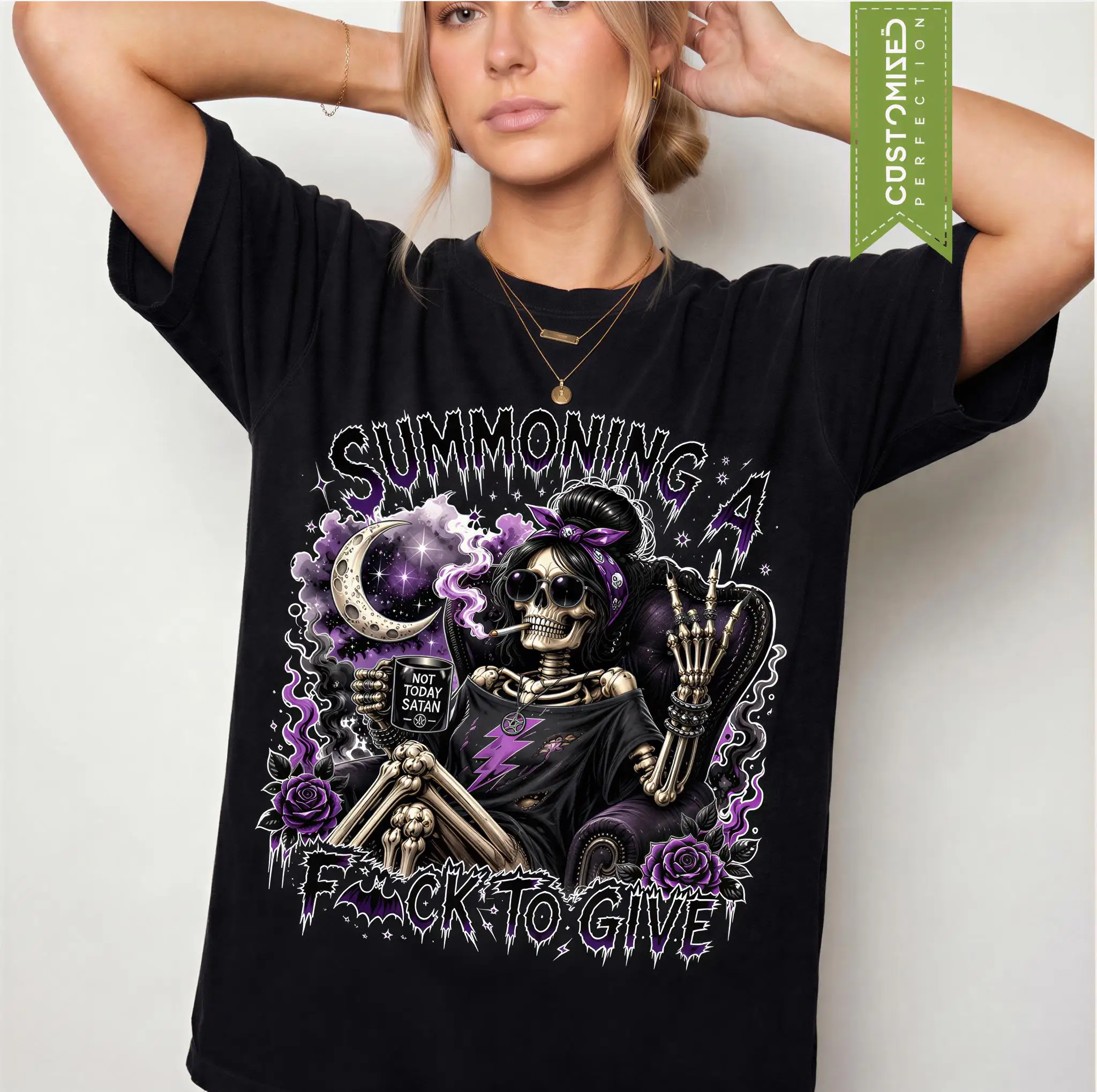 Summoning A To Give Shirt, Gothic Skeleton T-Shirt, Sarcastic Witch Skull Tee, Punk Rock Sarcastic Gift Idea