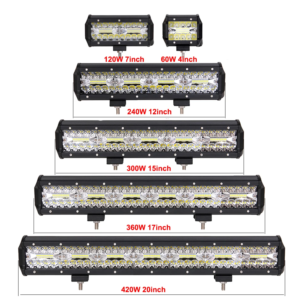 ANMINGPU 4-20 cali Off Road LED do baru 12V 24V Combo listwa świetlna LED/światło robocze do samochodu Jeep Truck Suv 4x4 Atv wyświetlacz LED