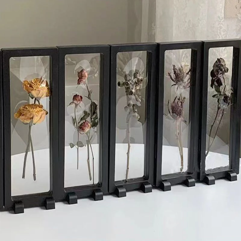 Transparent Shadow Box Frames Valentine's Day Rose Dried Flowers Storage Case Photo Frame Display Rack Craft Tabletop Home Decor