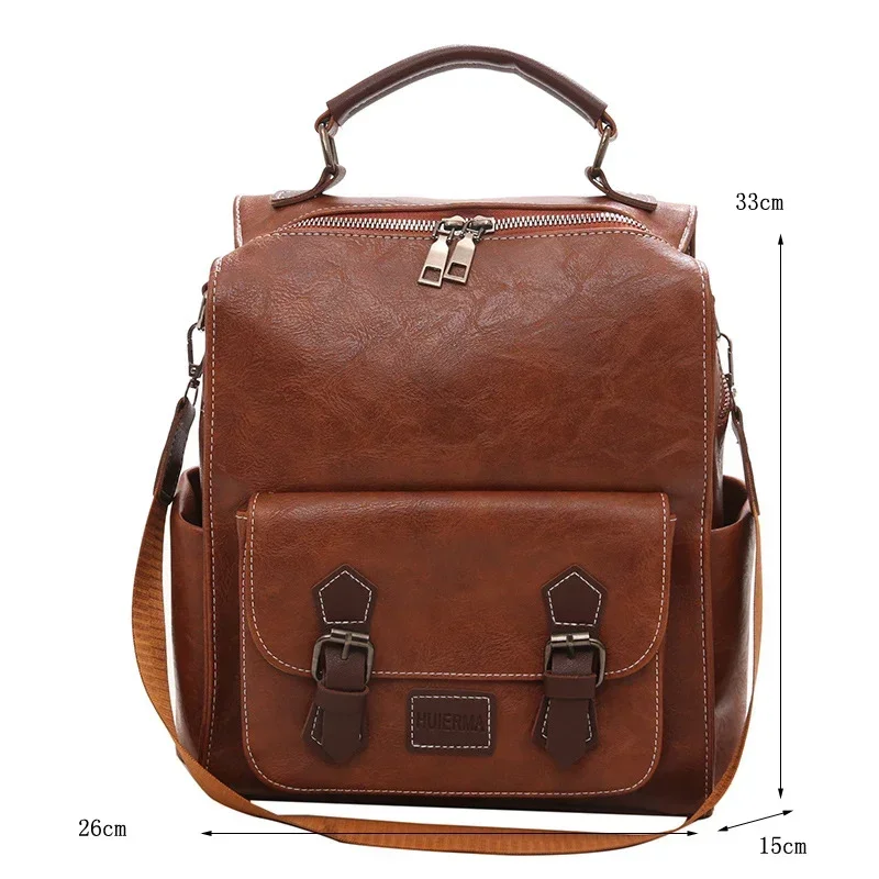 Zaino convertibile in pelle PU borsa a tracolla donna Vintage Casual Daypack zaino da viaggio di grande capacità borsa da scuola per studenti