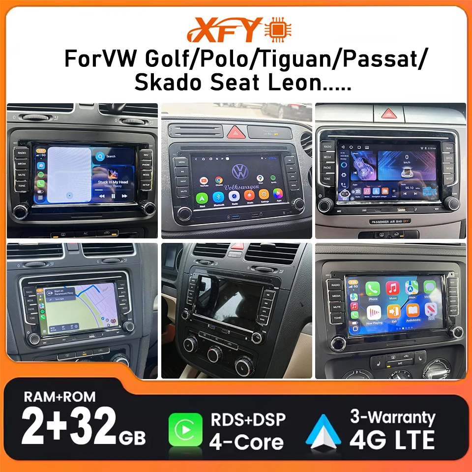 XFY Car Radio Android for Volkswagen Golf 5 6 Polo Passat B6 B7 CC Skoda Jetta Universal Multimedia Carplay Wifi GPS Navigation