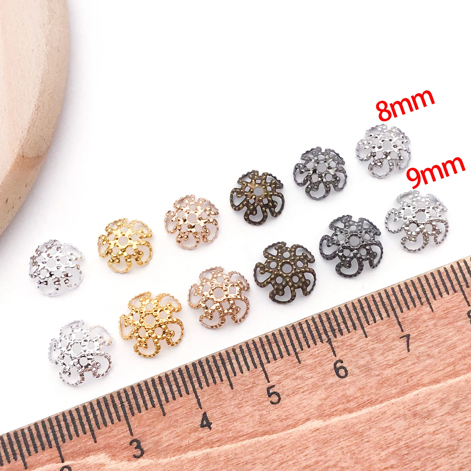200pcs Metal iron Hollow Flowers Beads Caps, Hollow Beads Caps For DIY Bracelet Necklace Earrings Jewelry Making Accessories