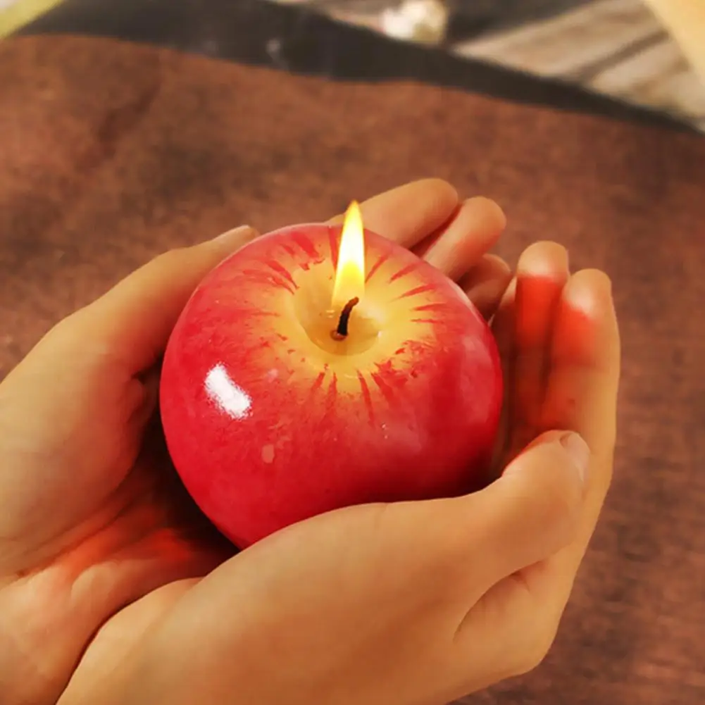 شمعة التفاح عيد الميلاد الاصطناعية الإبداعية ثلاثية الأبعاد على شكل أبل شمعة الهدايا الروائح شمعة لعيد الميلاد ديكور المنزل للطاولات #4