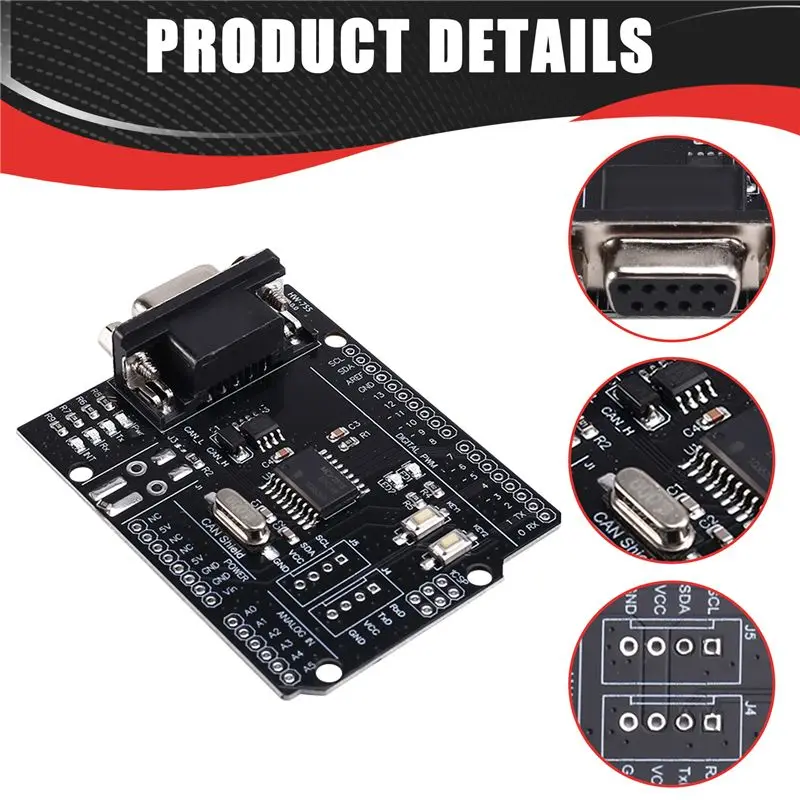 AY14 -MCP2515 CAN حافلة درع لوحة تركيبية SUB-D موصل معيار UART IIC SPI LED مؤشر تحكم يمكن 4.8-5.2 فولت