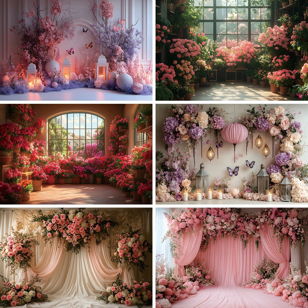 زهرة الستارة الزفاف التصوير خلفية زهرة غرفة الربيع المشهد الزفاف صورة ديكور حفلة خلفية كابينة تصوير الدعائم