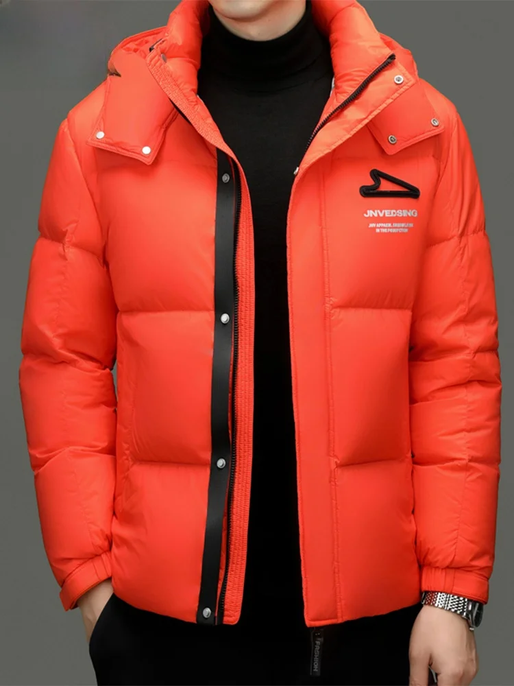 

Thiened ort down Jaet Men's Removable Hat Woodpeer Du down Warmth Outdoor Casual Sle Windproof And Waterproof