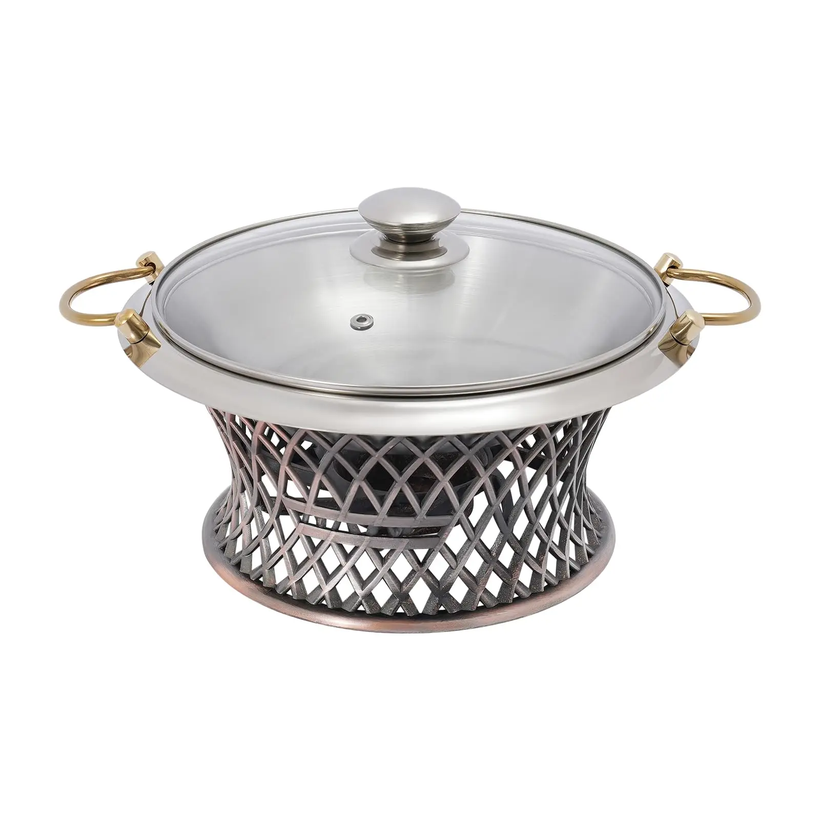 

Натиральная тарелка-буфет с крышкой, бронзовые круглые подогреватели еды Шведский стол-сервер для вечеринок, мероприятий, свадеб, кемпинга