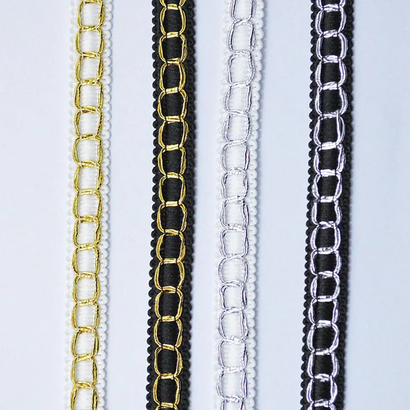 5m/16.4ft each pack Clothing Accessories lace trim Black Gold Curve Sewing Fabric Curtain HandMade DIY crafts webbing decoration